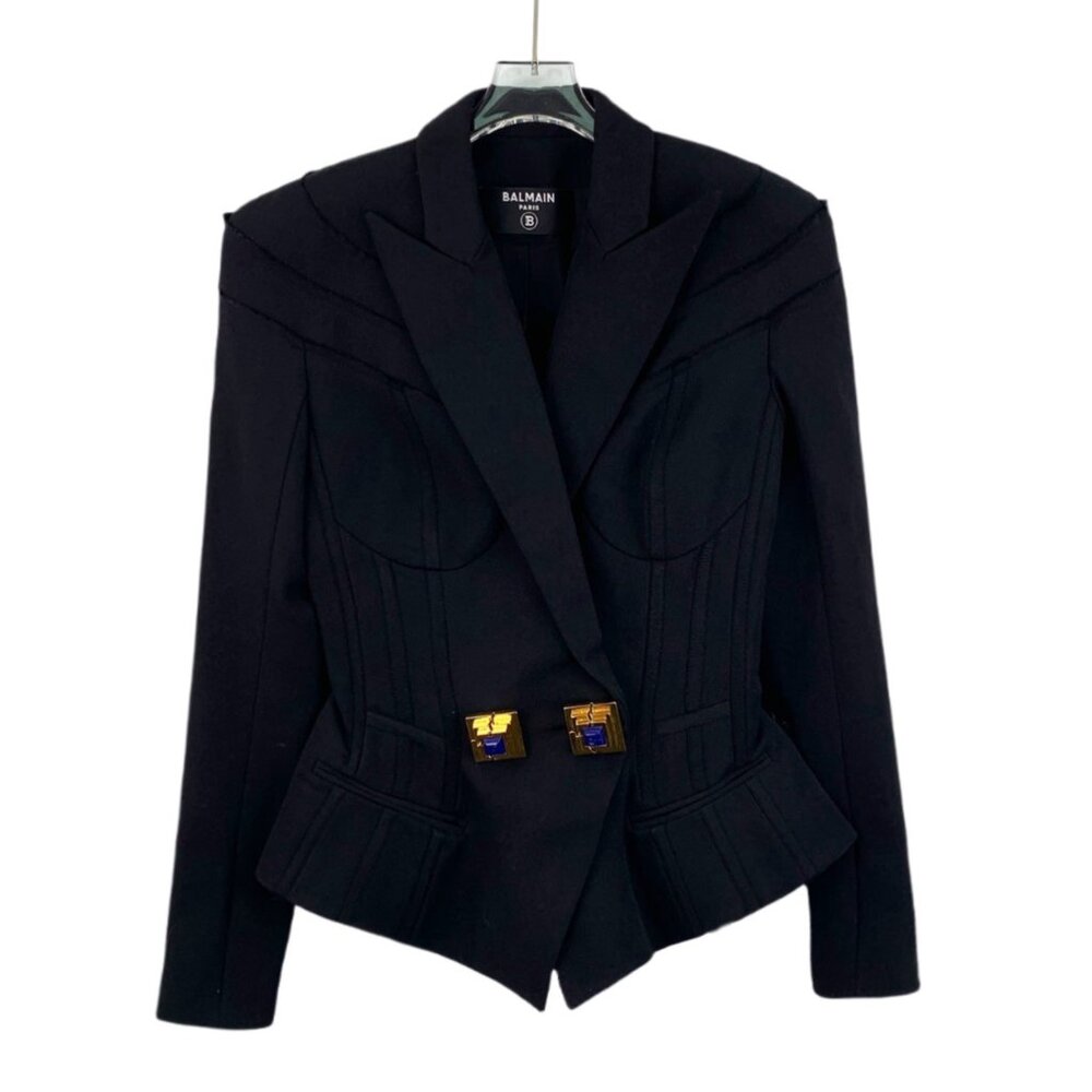 Balmain Black Wool Long Sleeve Blazer